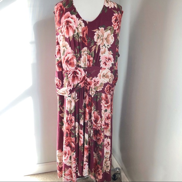 Cameo Appearance Burgundy Floral Knit Dress, size 3X - Picture 3 of 8